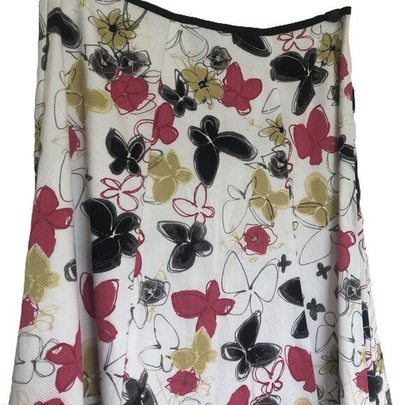 Vintage Y2K Butterfly Skirt A Line White Pink Black Size 8 - Picture 3 of 5